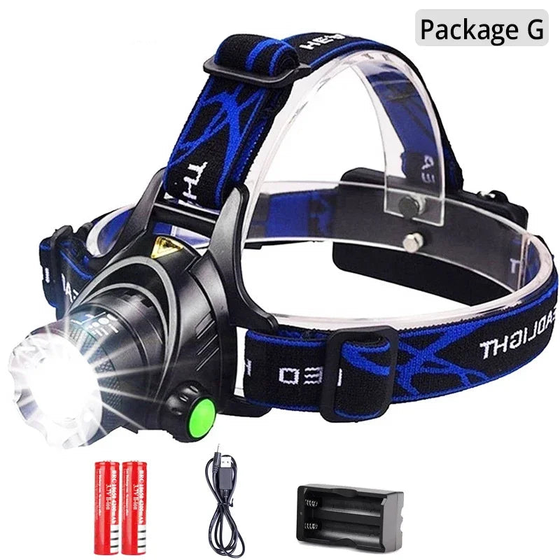 Lampe frontale LED Ultra puissante rechargeable (8000Lm/15000Lm)