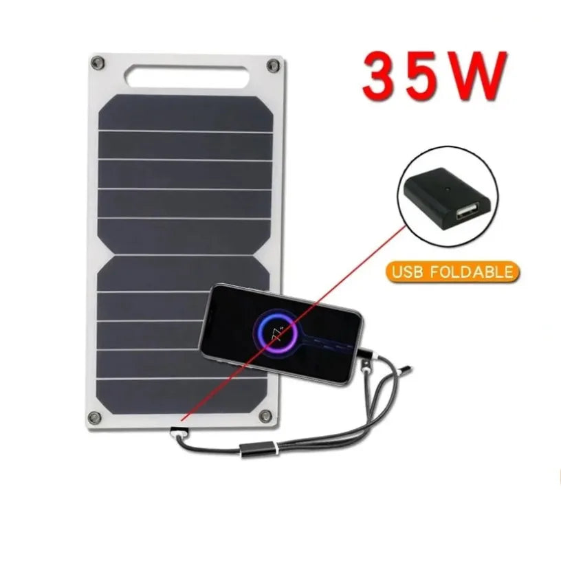 Chargeur Solaire Portable 35W – USB Étanche & Pliable