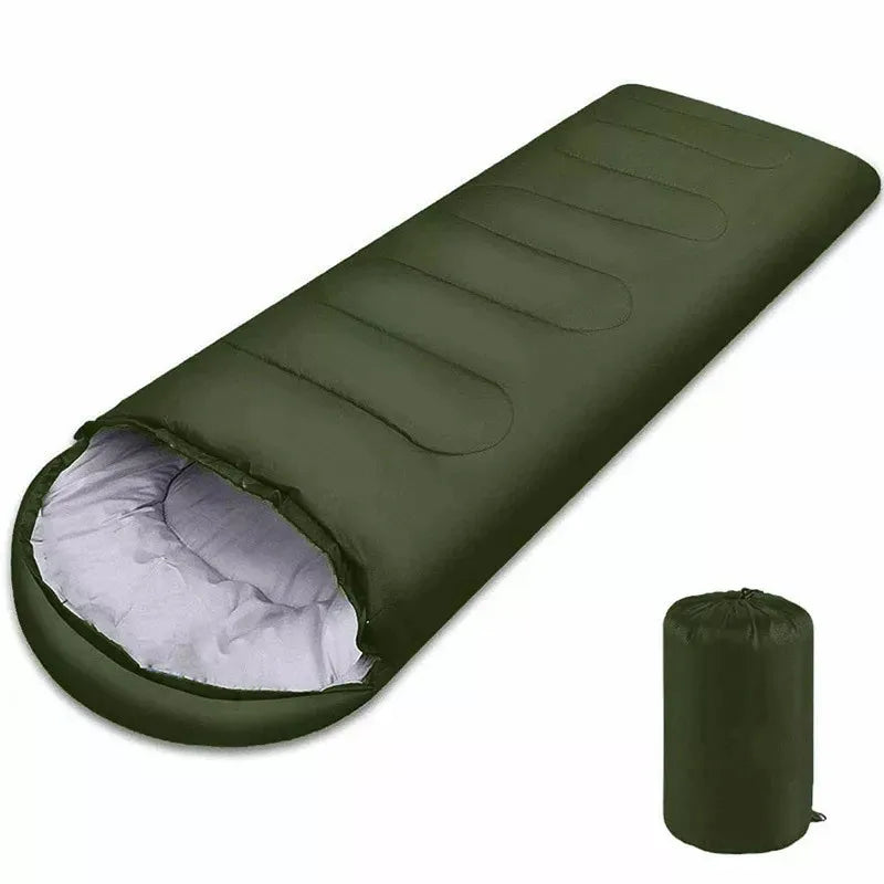 Sac de couchage de camping ultraléger 4 saisons Outdoor Perf, isolé, avec fermeture éclair et capuche pour le camping en plein air.