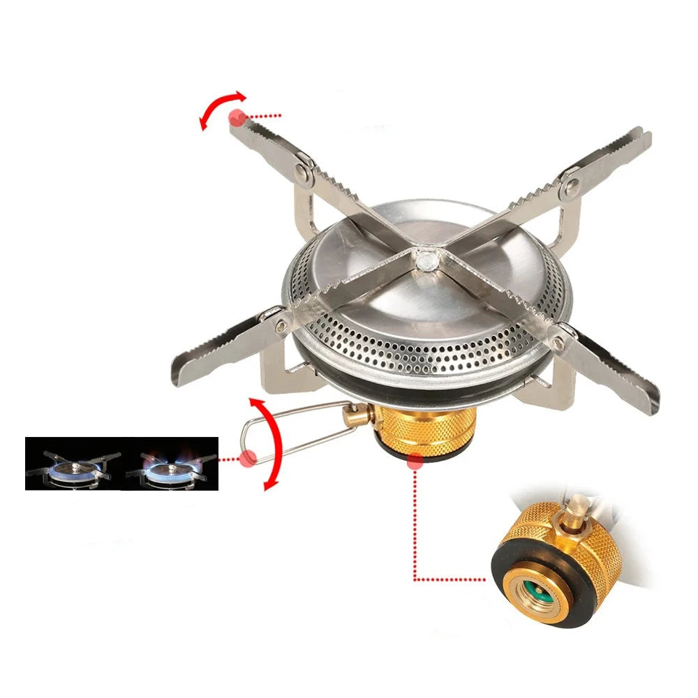 Réchaud à gaz de camping ultraléger Outdoor Perf avec brûleur portable et compact, idéal pour les activités de plein air.